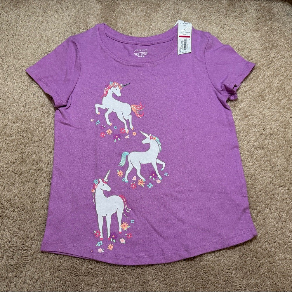 Jumping Beans | Purple Unicorn Graphic Softest Tee Short Sleeve Shirt